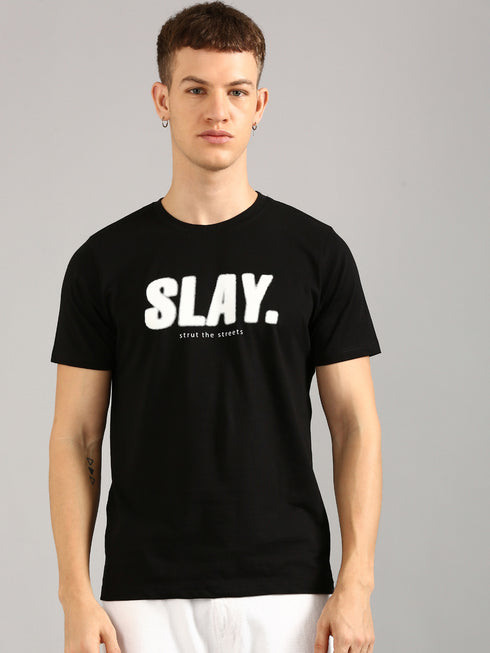 Black Printed Regular Fit T-shirt